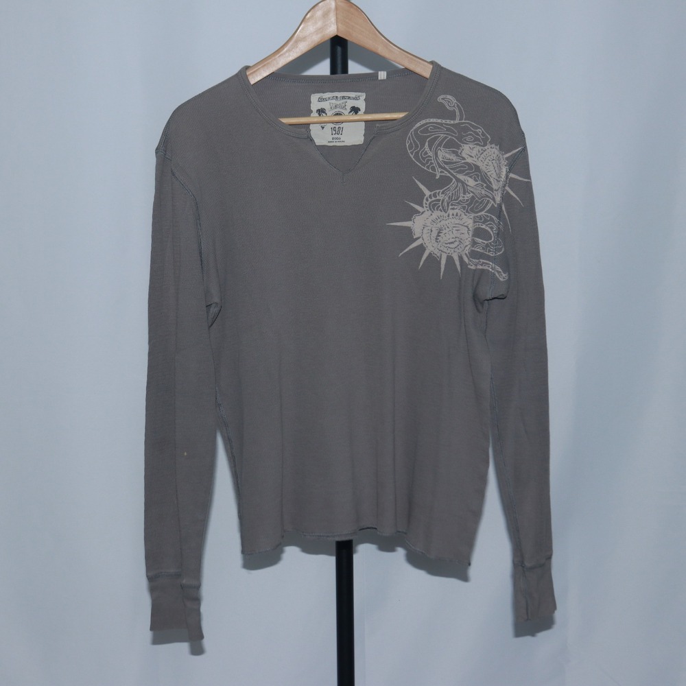 Guess Womens Crewneck Long Sleeve Sweater Grey Embroidered Size XL
